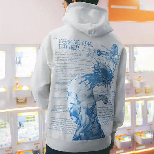 Men's Casual Printed Hooded Sweater